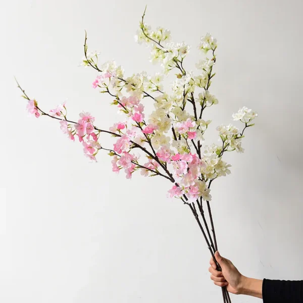 Cherry blossom long branch pink room decor artificial flowers bedroom decoration flores deco mariage wedding white floral - Image 2