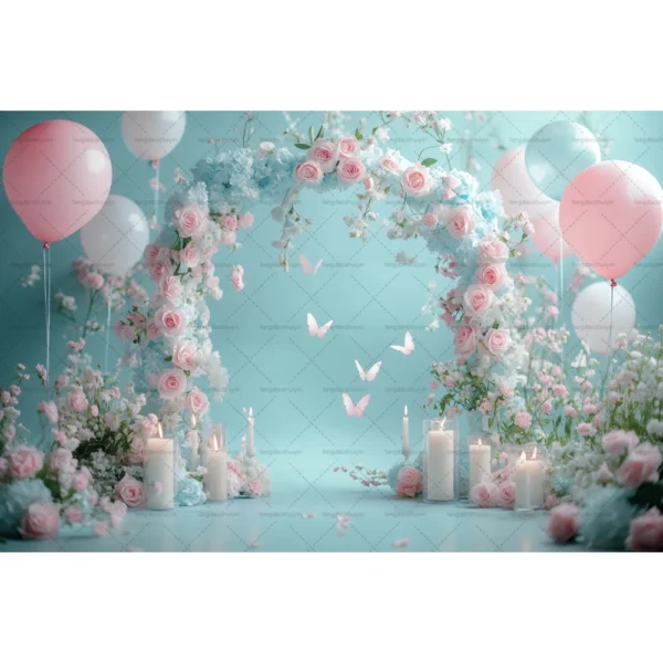 Butterfly Balloon Arch Photography Background Flower Baby Shower Little Princess Birthday Party Cake Table Decor Backdrop Banner - Image 3