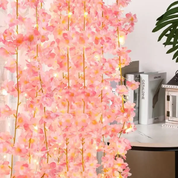 Cherry Blossom String Light 1PC Garland Artificial Flower Garland Vines Fairy Lights For Bedroom Wedding Party Decoration - Image 5