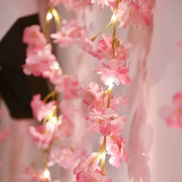 Cherry Blossom String Light 1PC Garland Artificial Flower Garland Vines Fairy Lights For Bedroom Wedding Party Decoration - Image 4