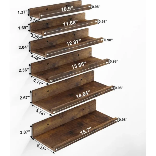Floating Shelves, 6 Sets of Wall Mounted Shelves Home, Modern Picture Ledge Shelves Living Room, Bedroom, Bathroom - Image 3