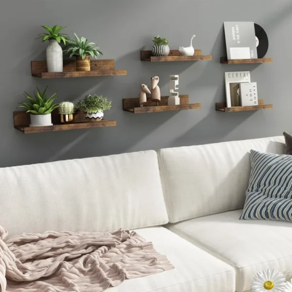 Floating Shelves, 6 Sets of Wall Mounted Shelves Home, Modern Picture Ledge Shelves Living Room, Bedroom, Bathroom - Image 5