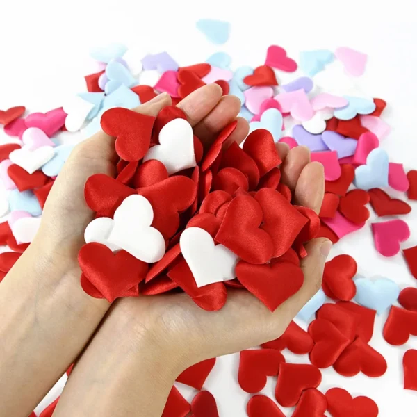 100/200Pcs Artificial Love Heart Petals Valentine's Day Wedding Party Confetti Petals Sponge Satin Fabric Table Bed Decorations - Image 3