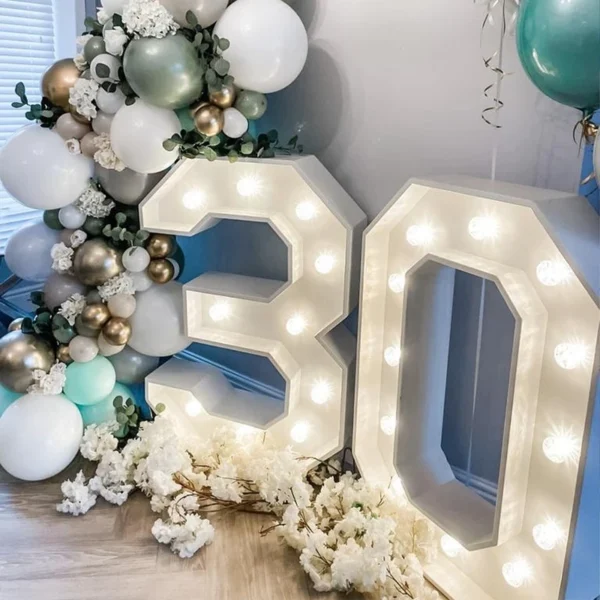 91.5cm Giant Led Light Birthday Number Figure 1st Birthday Anniversary Wedding Baby Shower Decor 30 40 50 Birthday Number Frame - Image 3