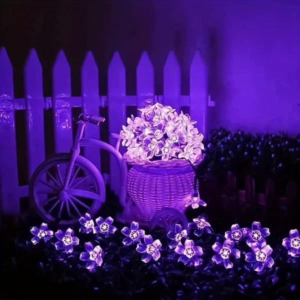 5M 7M 12M Solar String Lights Outdoor Waterproof 8 Mode Cherry Flower Light Christmas Garden Party Decoration Fairy Wedding Lamp - Image 2