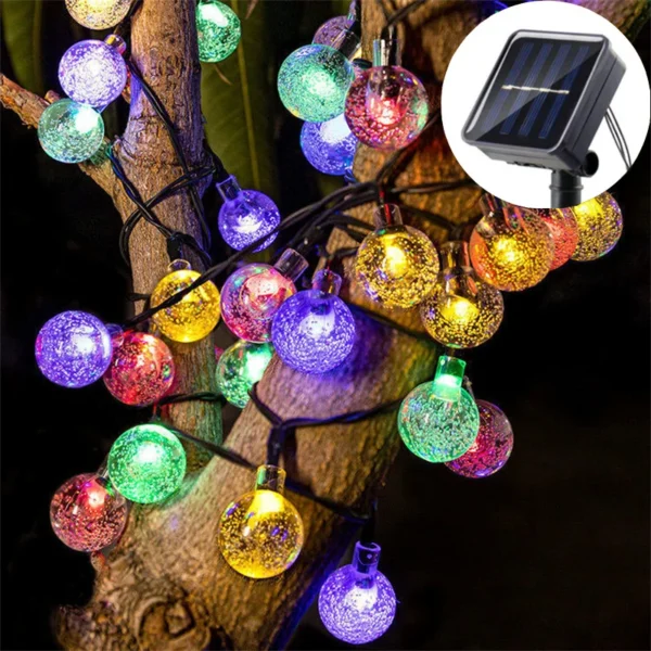 1pc Solar Crystal Ball Fairy String Lights 5M20L Outdoor Waterproof Christmas Decoration Camping Fairy Garland Garden Party - Image 3