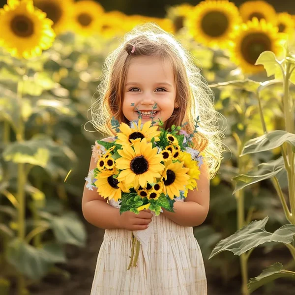 Sunflower Artificial Silk Flower Bouquet for Home Garden Room Vase Decoration Wedding Party Centerpieces Desktop DIY Decor - Image 3