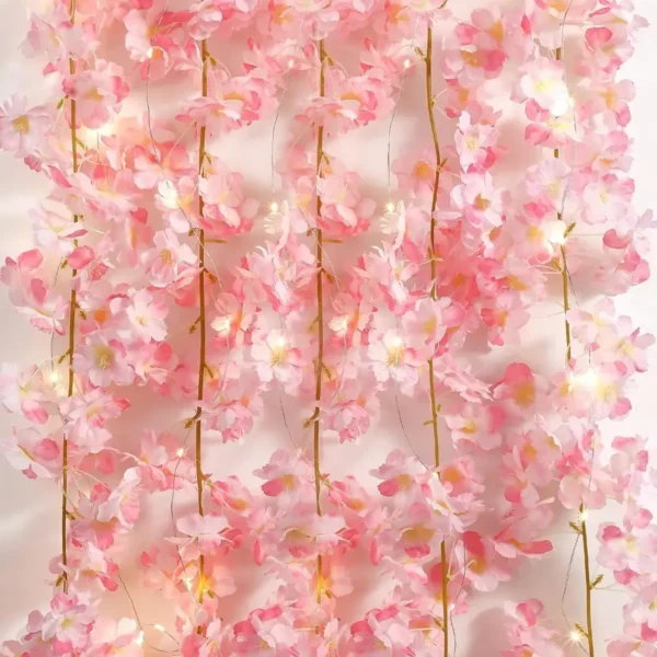 Cherry Blossom String Light 1PC Garland Artificial Flower Garland Vines Fairy Lights For Bedroom Wedding Party Decoration - Image 3