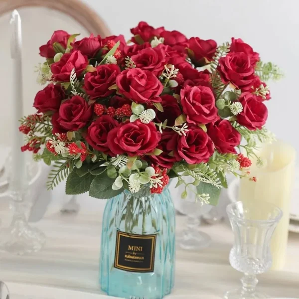 Artificial Rose Silk Flower Bouquet Living Room Decoration Wedding Garden Flowers Garden Party Decor Outdoor Bride Bouquet - Image 2