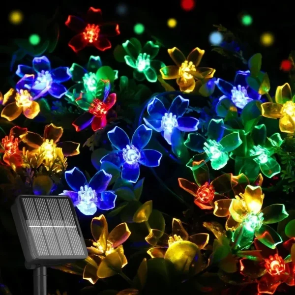 5M 20LED Solar String Lights Outdoor Waterproof 8 Mode Cherry Flower Light For Yard Garden Lawn Holiday Wedding Party Decoration