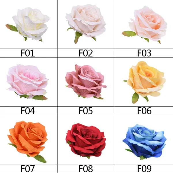 10pcs 10cm Big Head Silk Rose Flower Decorative Blossom Wedding Home Decoration Accessories DIY Wreath Gift Scrapbooking Crafts - Image 2