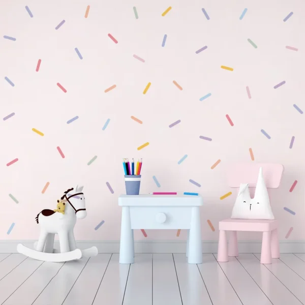Scandinavian Style Colorful Confetti Stripe Sticker Self-Adhesive Wall Decals for Charming Kids' Room Kindergarten Nursery Decor - Image 3