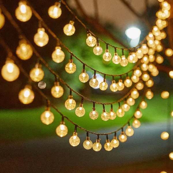 1pc Solar Crystal Ball Fairy String Lights 5M20L Outdoor Waterproof Christmas Decoration Camping Fairy Garland Garden Party