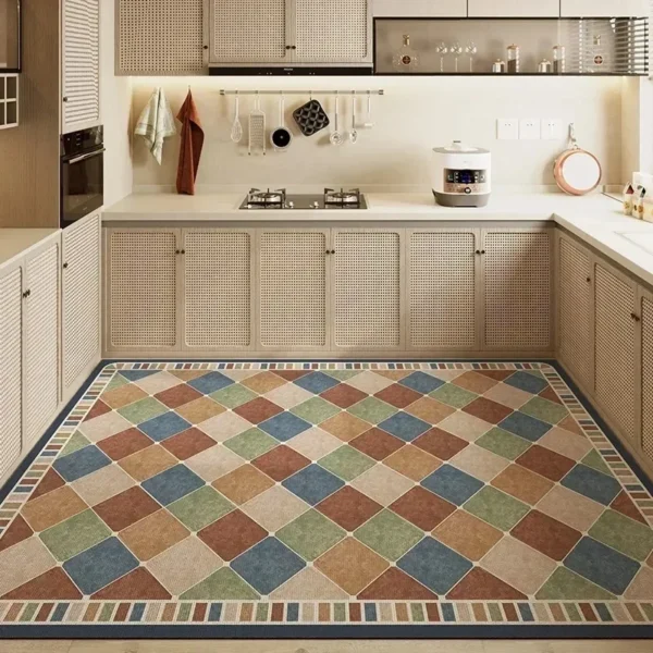 Large Kitchen Carpet Pvc Waterproof Leather Floor Mat Anti-slip Oil-proof Foot Mats Retro American Home Decoration Rug 주방 카펫 - Image 2