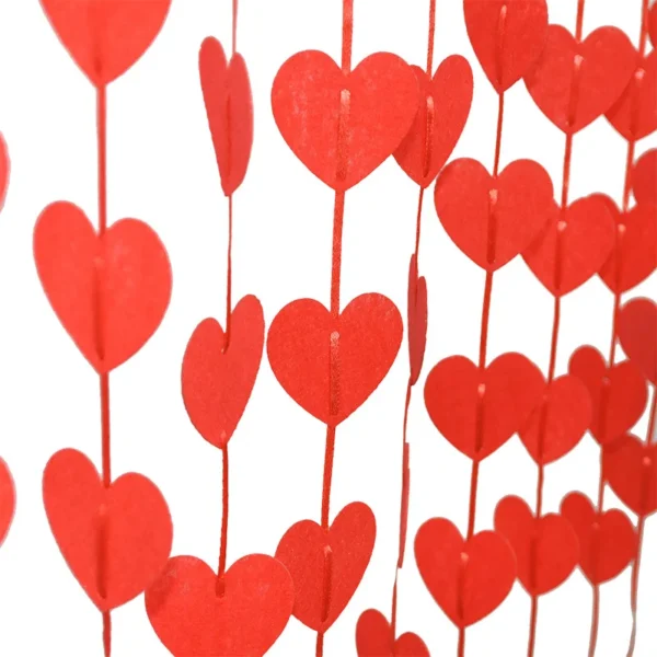 80 Red Hearts Felt Garland Valentines Day Red Heart Hanging String Garland Home Valentine Wedding Birthday Party Decor Supplies - Image 5
