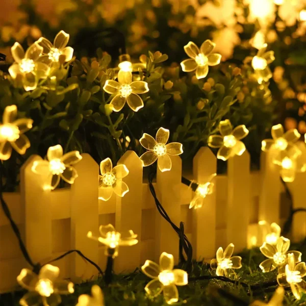 5M 7M 12M Solar String Lights Outdoor Waterproof 8 Mode Cherry Flower Light Christmas Garden Party Decoration Fairy Wedding Lamp - Image 3