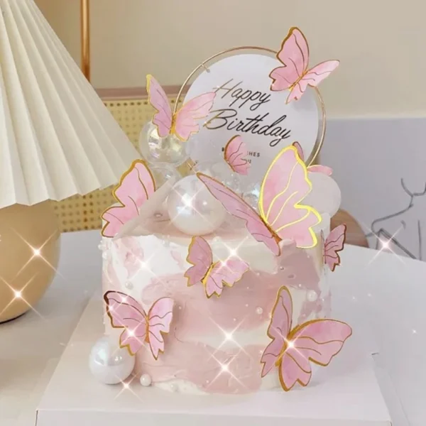 1Set Butterfly Cake Decoration Party Supplies Diy 3D Butterfly Cake Topper Decorative Birthday Wedding Cake Insert Accessories - Image 2