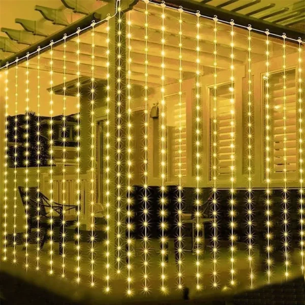 Solar Curtain LED String Lights 8 Lighting Modes Garland Outdoor Fairy Light Wedding Christmas Valentine' Day Wedding Decoration - Image 2